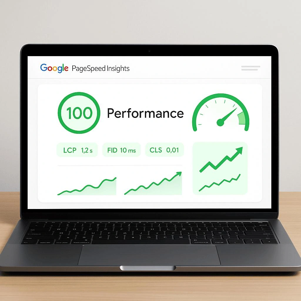 Google PageSpeed Insights report displaying website performance improvements