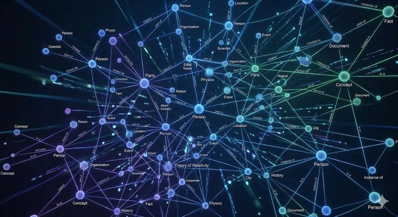 Visualization of a semantic web knowledge graph with interconnected data entities