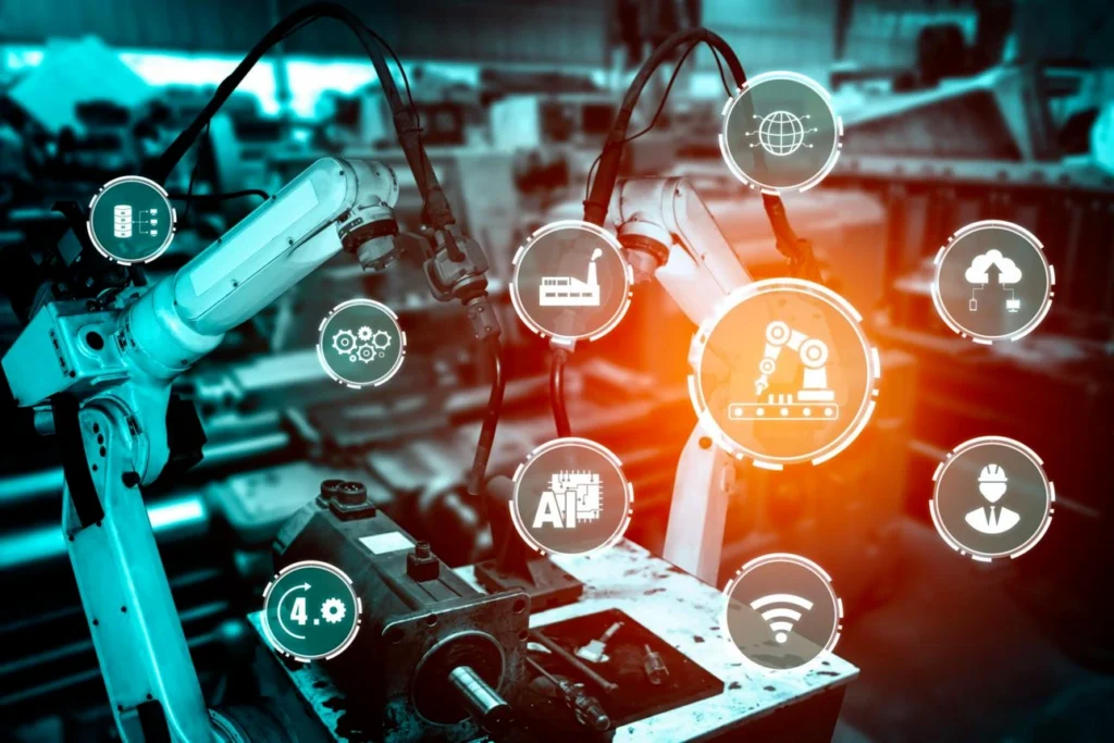 Robotics and automation systems operating in a smart manufacturing Industry 4.0 factory